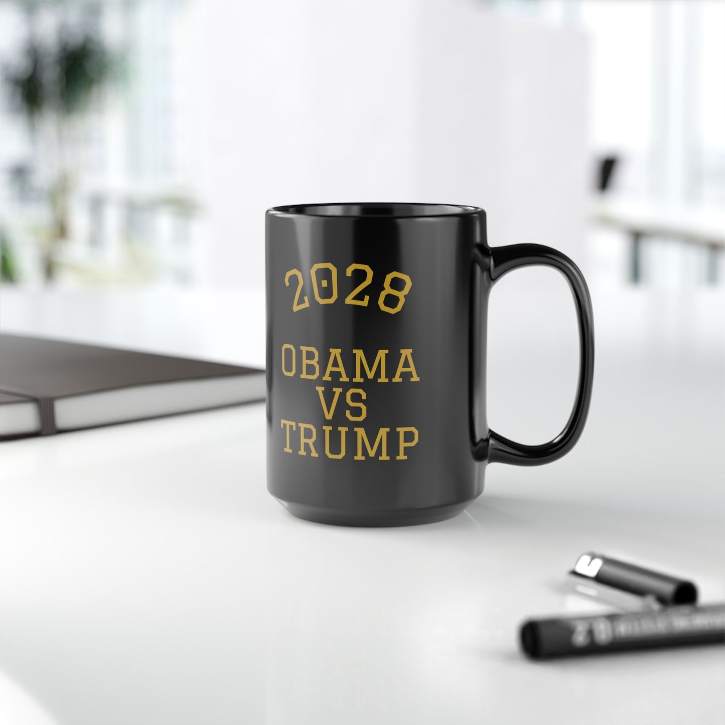 2028 Obama vs Trump Mug — Collegiate Political Coffee Cup