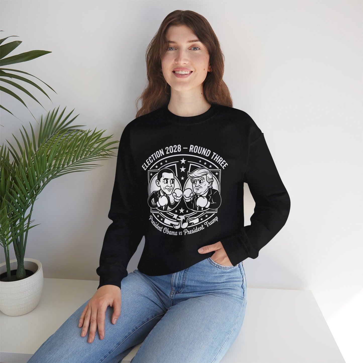 Cartoon Sweatshirt "Election 2028 Round Three - President Obama vs President Trump