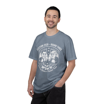 Election 2028 T-Shirt —  Cartoon Obama vs Trump Boxing Tee