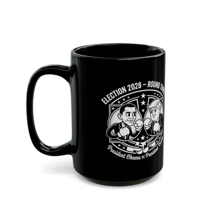 Coffee Mug — "Election 2028: Obama vs Trump" Cartoon Design