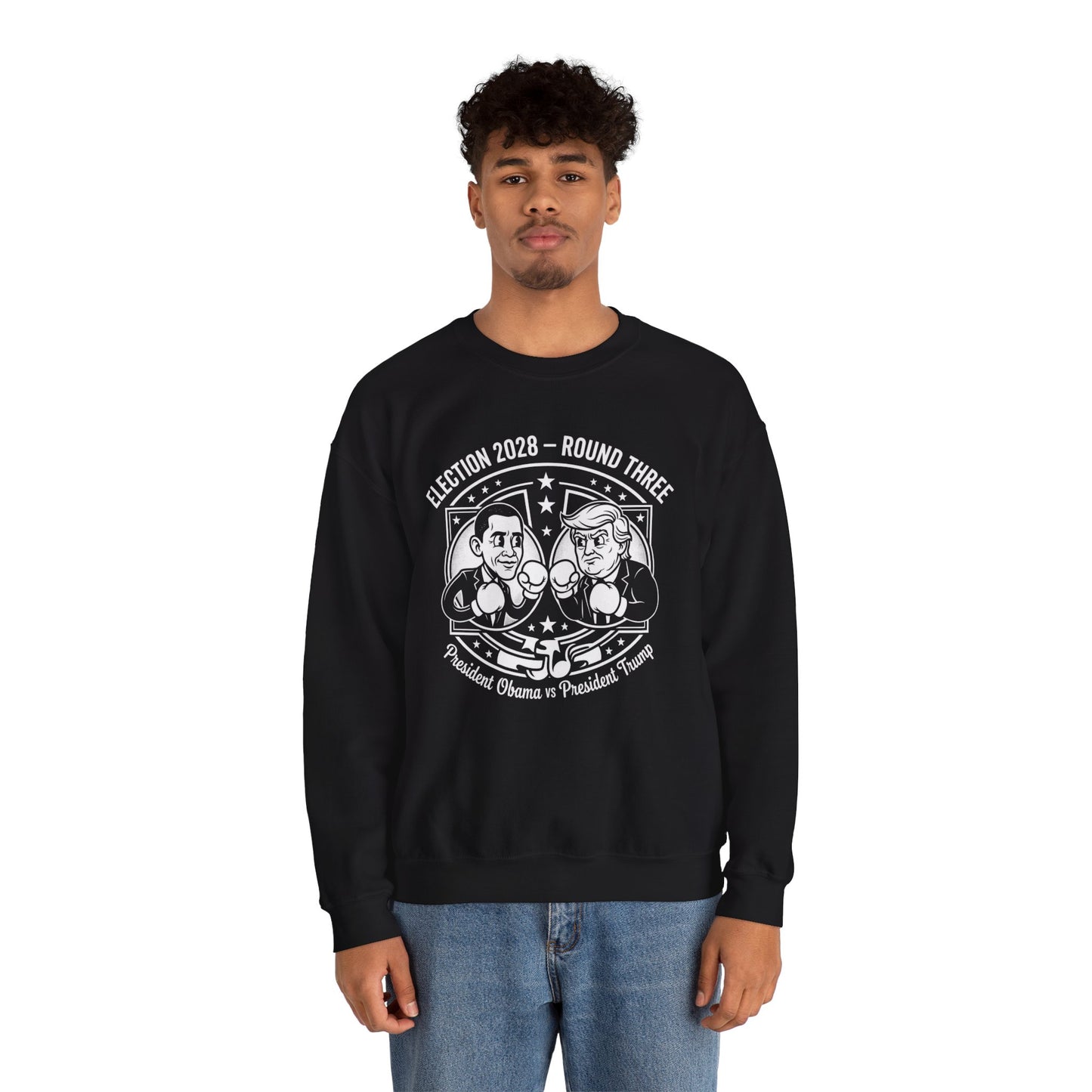 Cartoon Sweatshirt "Election 2028 Round Three - President Obama vs President Trump