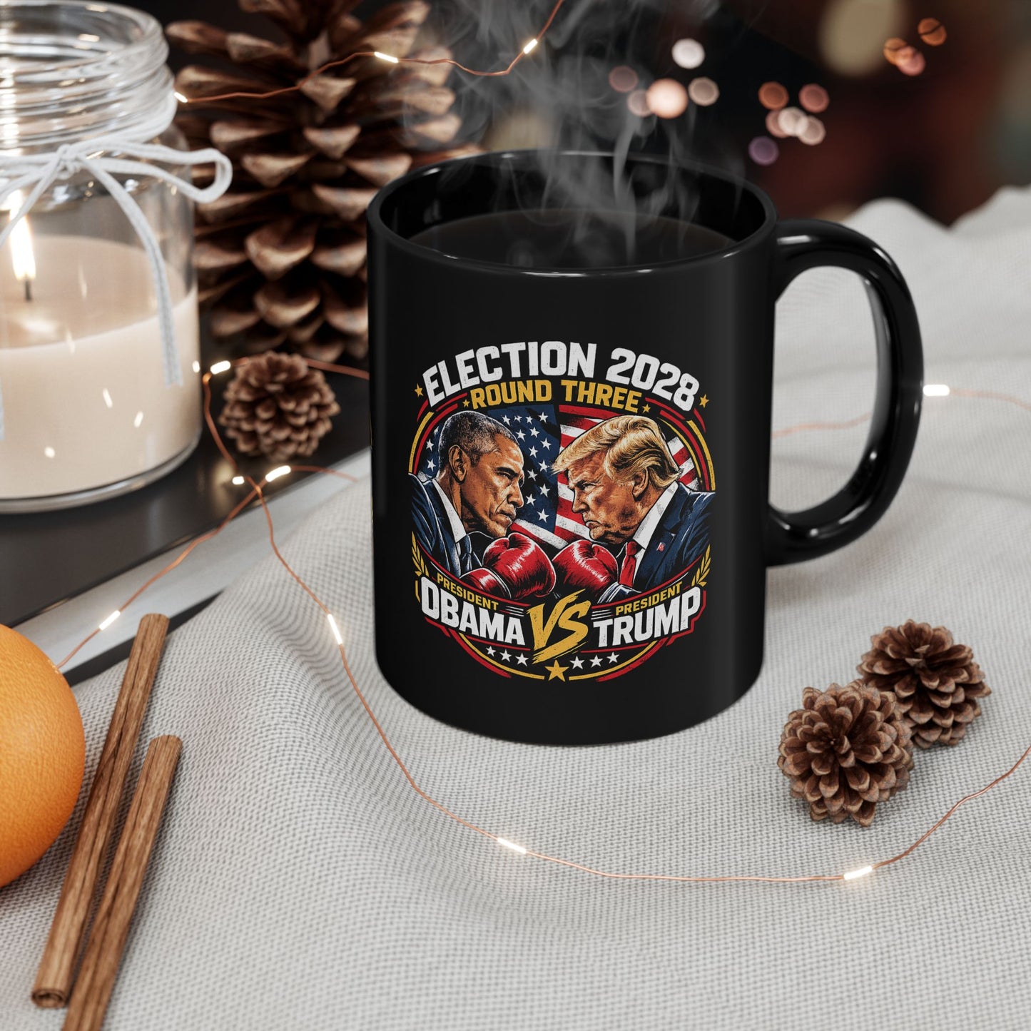 Coffee Mug — "Election 2028: Obama vs Trump" Fight Night Design