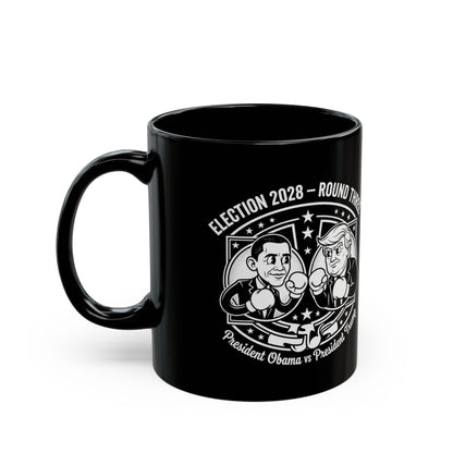 Coffee Mug — "Election 2028: Obama vs Trump" Cartoon Design