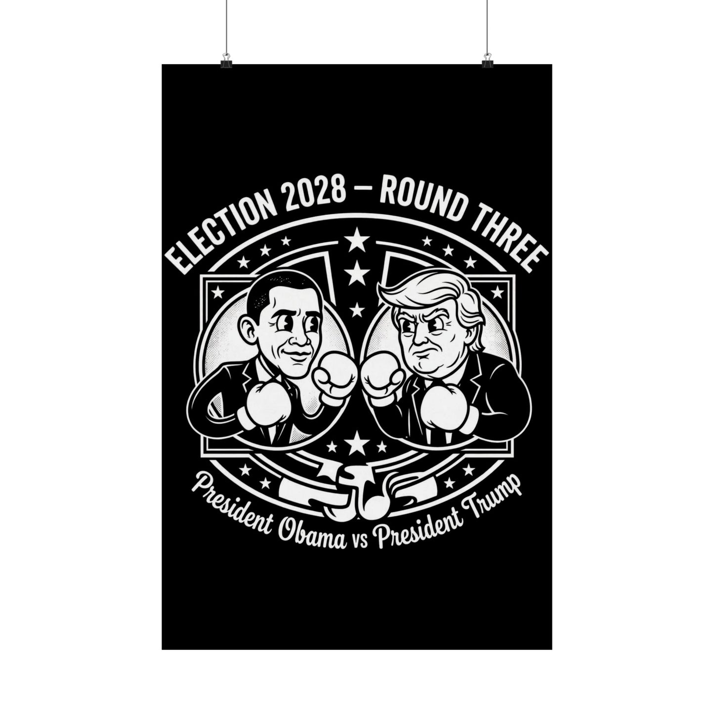 Election 2028 Matte Poster — Obama vs Trump Vintage Cartoon Print
