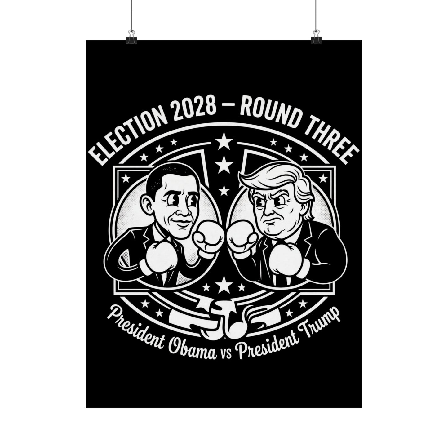Election 2028 Matte Poster — Obama vs Trump Vintage Cartoon Print