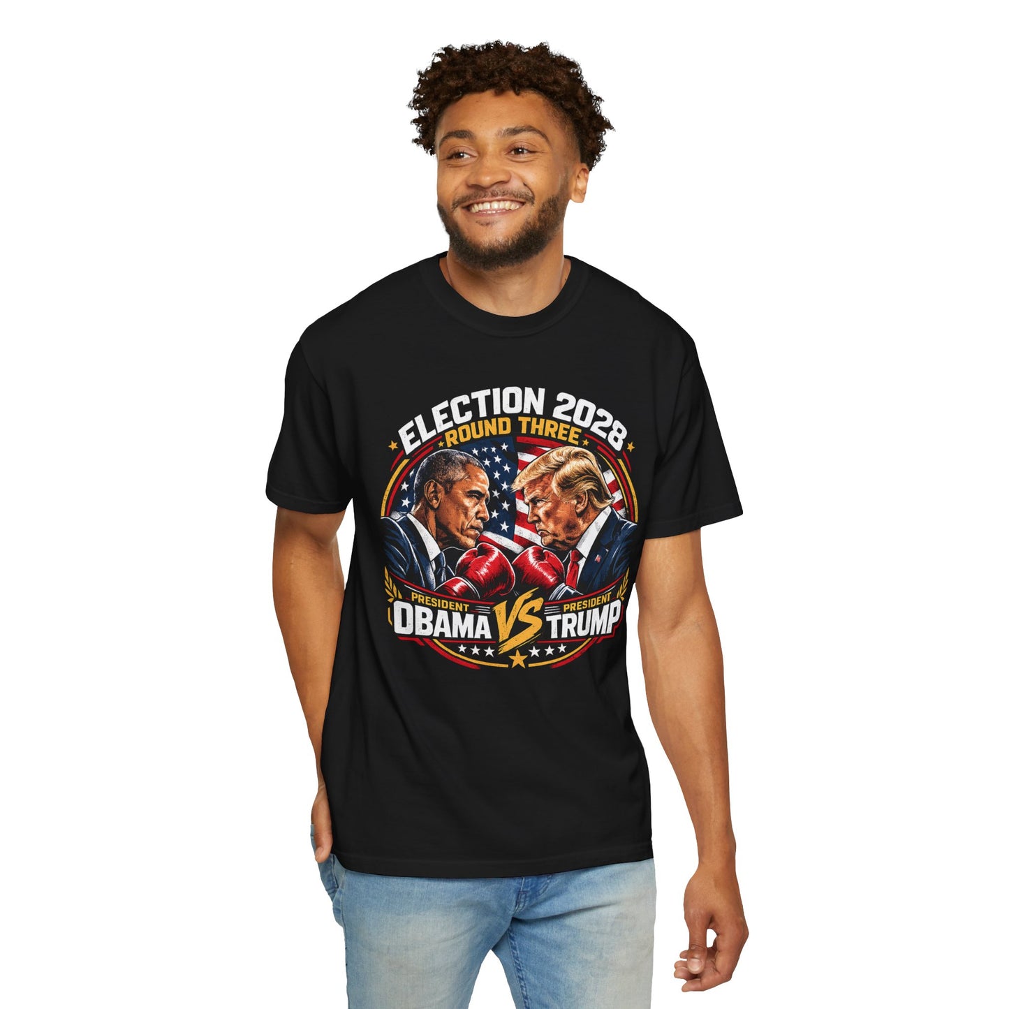 Election 2028 T Shirt Fight Night: Obama vs Trump"  Tee