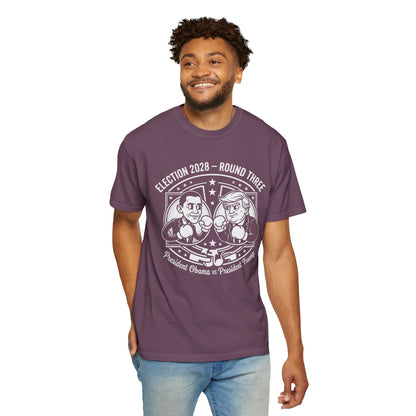 Election 2028 T-Shirt —  Cartoon Obama vs Trump Boxing Tee