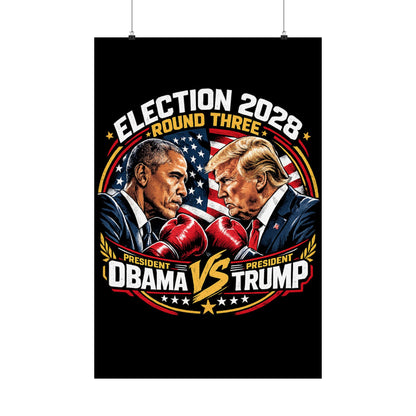 Election 2028 Matte Poster — Obama vs Trump Fight Night Theme Print