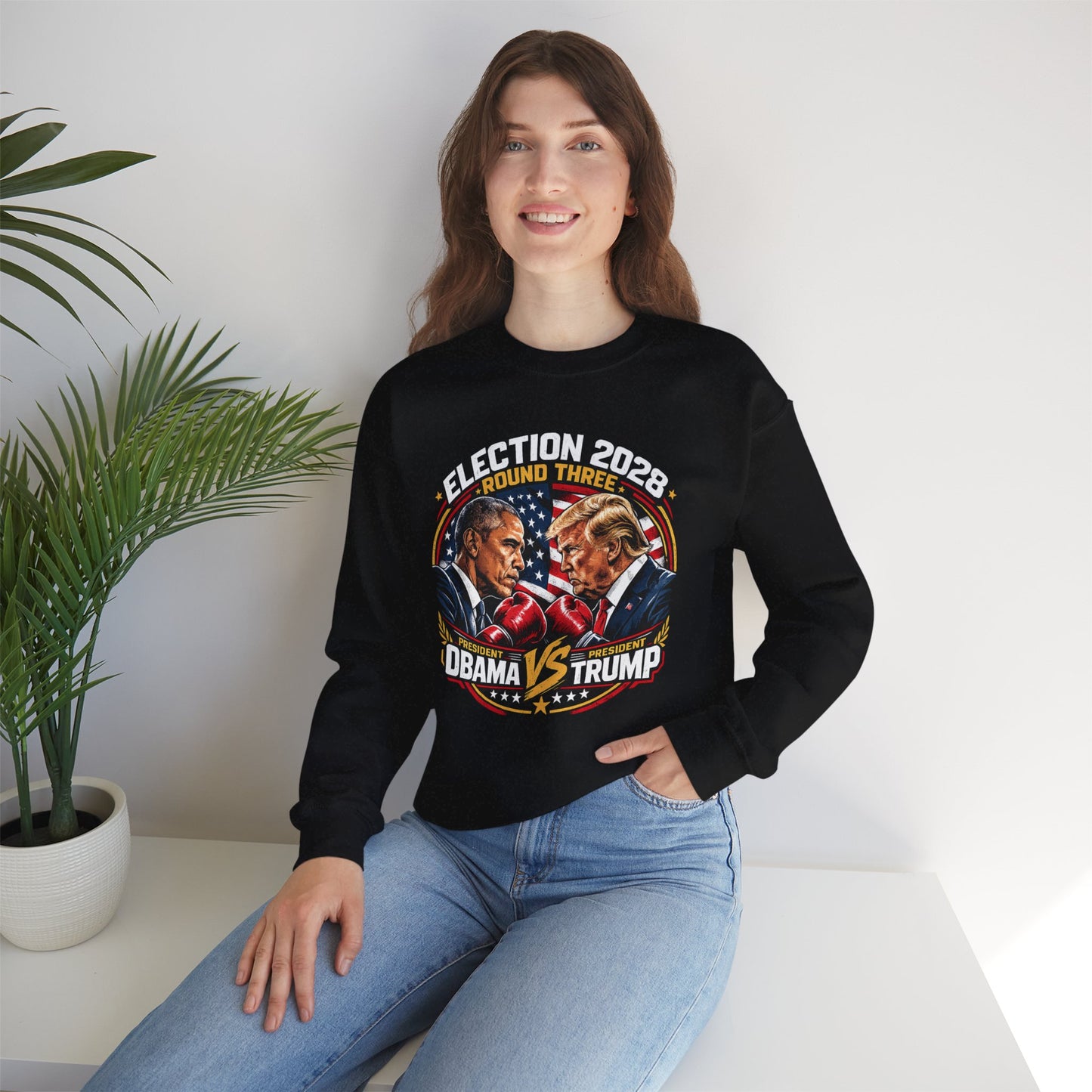 Election 2028 Sweatshirt - Obama vs Trump Fight Night Crewneck