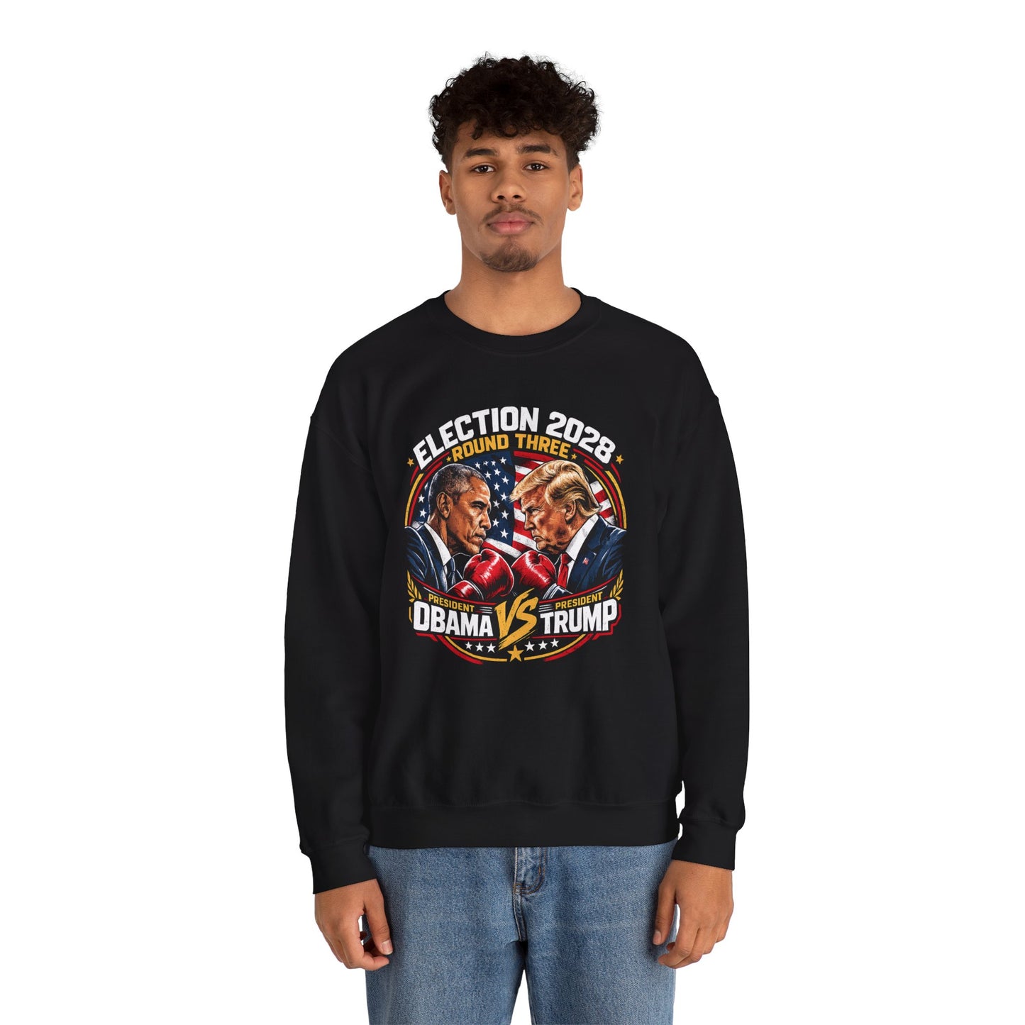 Election 2028 Sweatshirt - Obama vs Trump Fight Night Crewneck