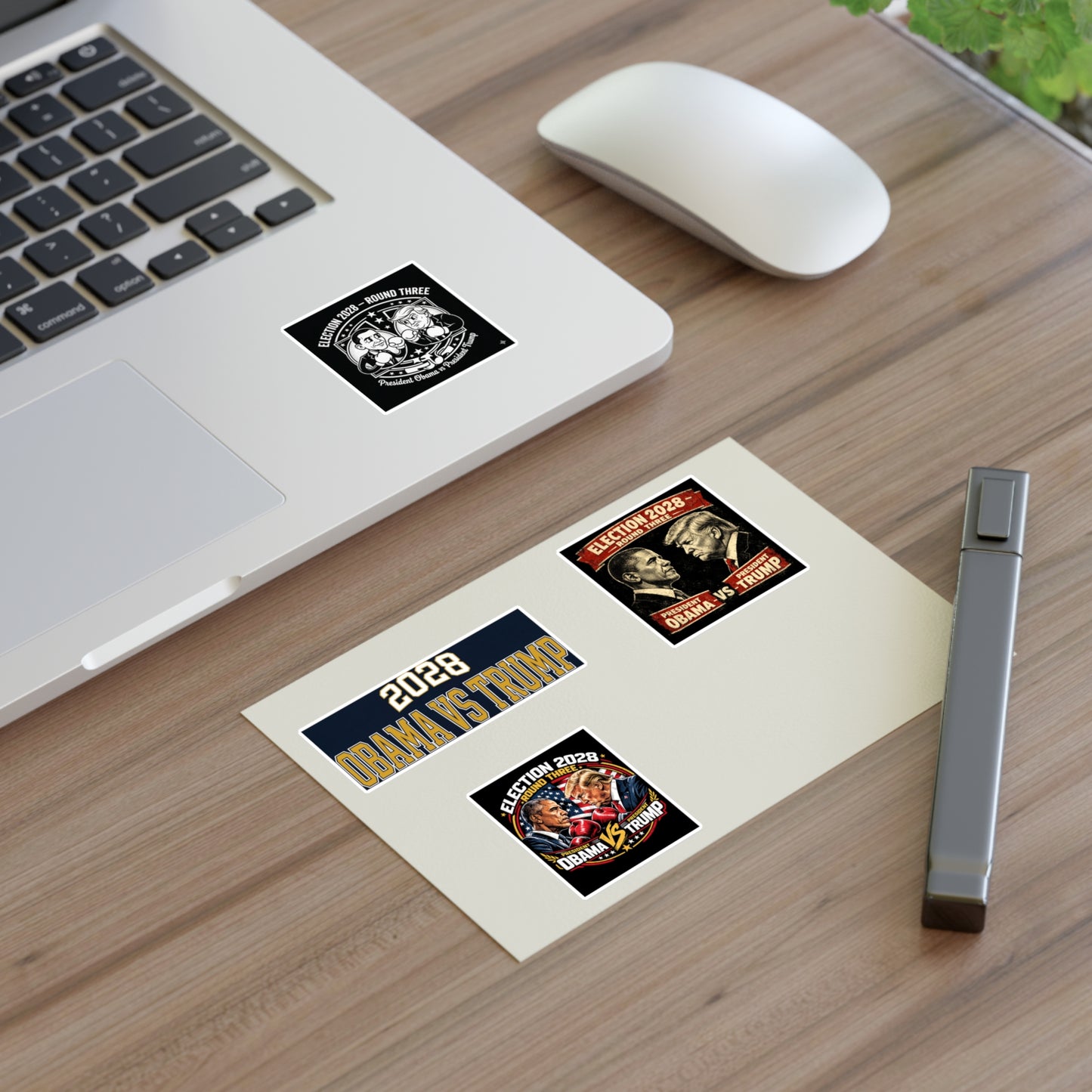 Obama vs Trump 2028 Vinyl Sticker Set — Political Satire Stickers