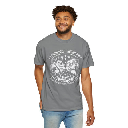 Election 2028 T-Shirt —  Cartoon Obama vs Trump Boxing Tee