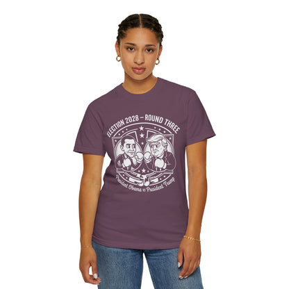 Election 2028 T-Shirt —  Cartoon Obama vs Trump Boxing Tee